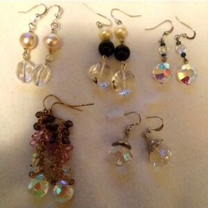 5 pairs of crystal dangly earrings
